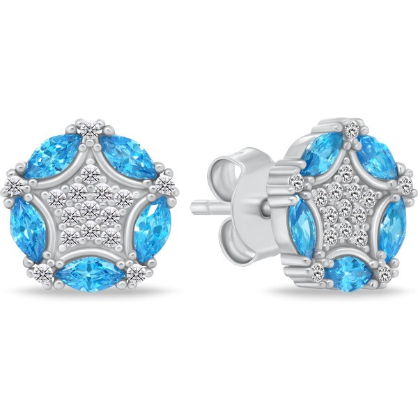 Brilio Silver Strieborné náušnice s modrými a čírymi zirkónmi 66584219