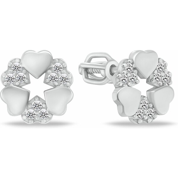 Brilio Silver Originálne strieborné náušnice kôstky so zirkónmi 66578818