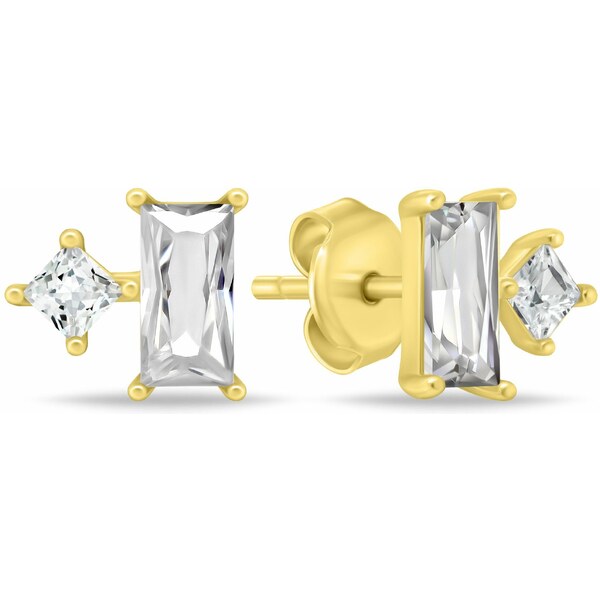 Brilio Silver Pozlátené náušnice kôstky s kubickými zirkónmi EA1122Y 66593822