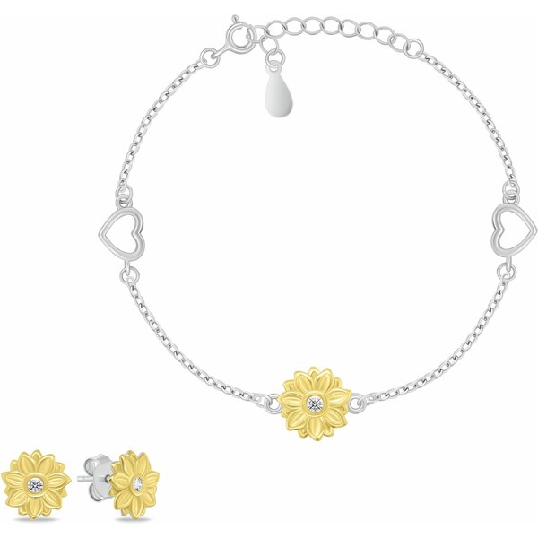 Brilio Silver Bicolor set strieborných šperkov Kvetina SET280WY 66587089