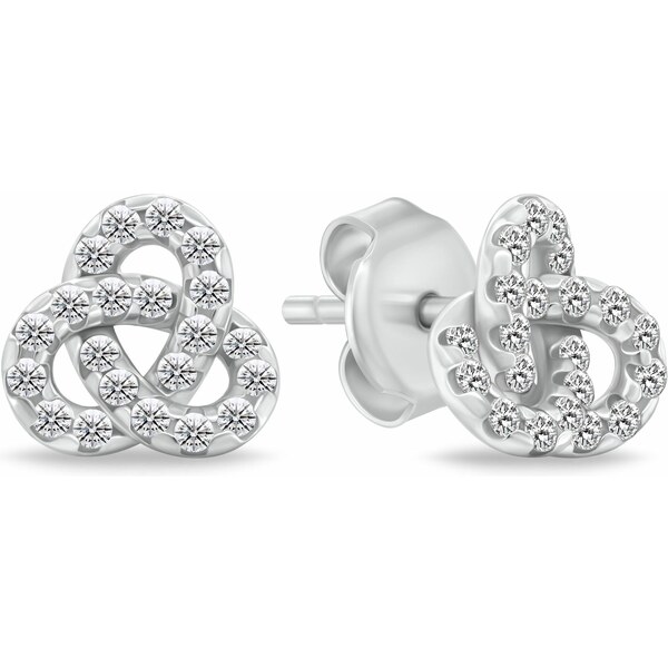 Brilio Silver Strieborné náušnice Triquetra s kubickými zirkónmi 66582526