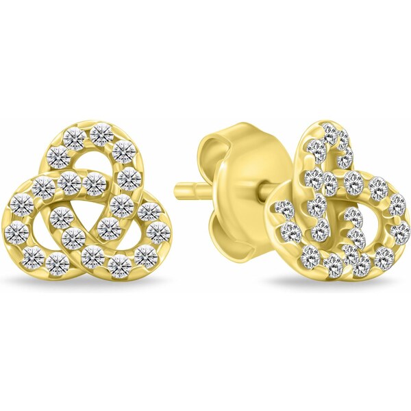 Brilio Silver Pozlátené náušnice Triquetra s kubickými zirkónmi 66583036