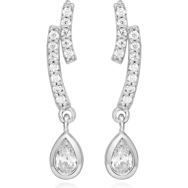 Silver Cat Oslnivé visiace náušnice s kubickými zirkónmi SC538 66587578