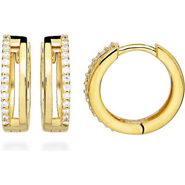 Silver Cat Pozlátené kruhové náušnice s kubickými zirkónmi SC540 66585192