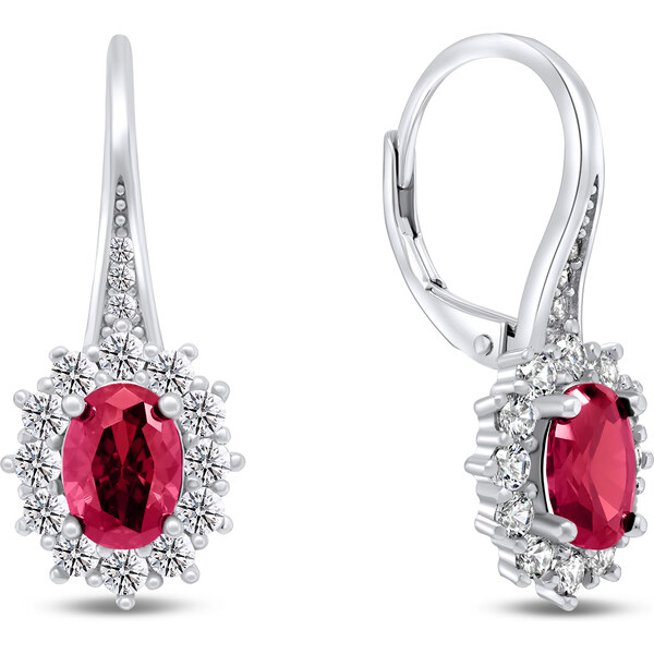 Brilio Silver Luxusné strieborné náušnice s fuchsiovými zirkónmi 66589662