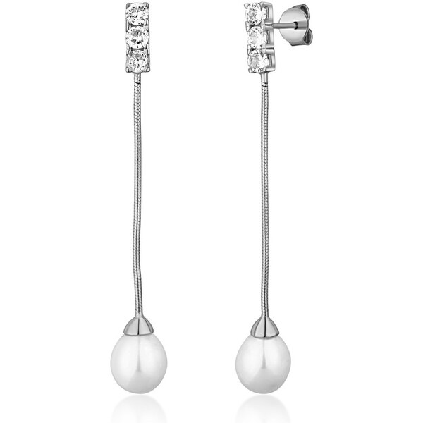 JVD Elegantné strieborné náušnice s riečnou perlou SVLE1581XD2P100 66582357