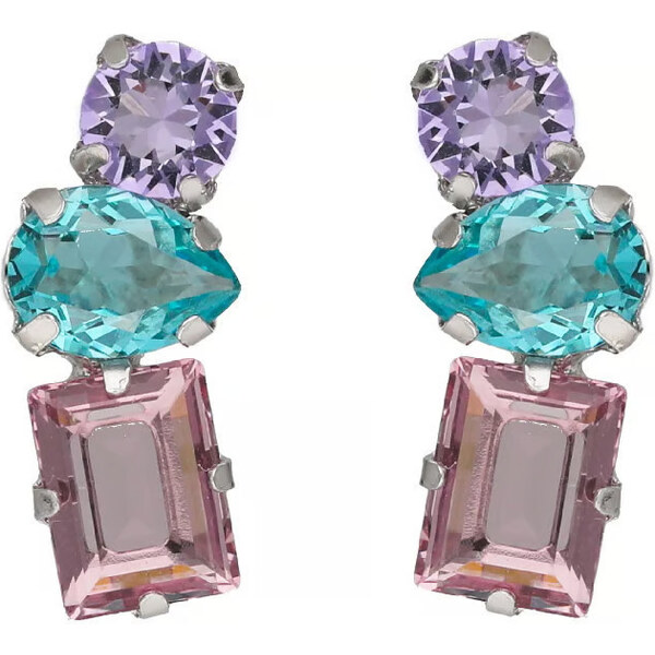 Victoria Cruz Očarujúce strieborné náušnice s farebnými kryštálmi Bay 66580013