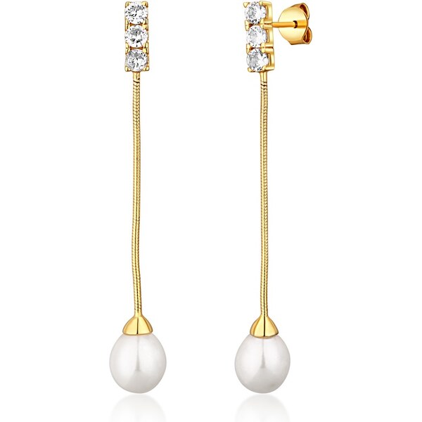 JVD Elegantné pozlátené náušnice s riečnou perlou SVLE1581XD2GP00 66591900