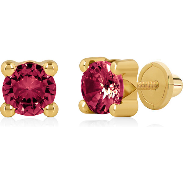 Brilio Náušnice zo žltého zlata so syntetickými rubínmi 14/188.901/17R 66578392