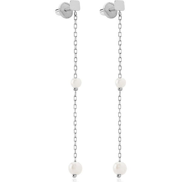 Brilio Dlhé náušnice z bieleho zlata s perlami 14/468.501/17P Esp 66590227