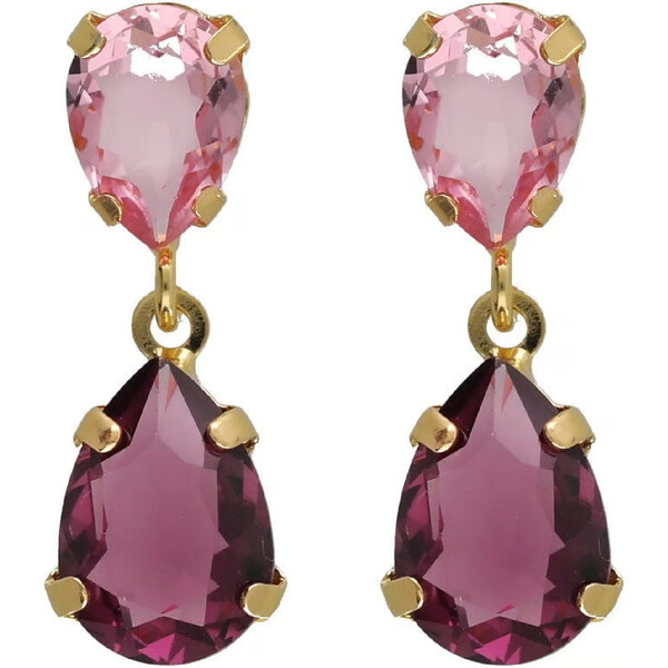 Victoria Cruz Elegantné visiace náušnice s ružovými kryštálmi Glory 66585704