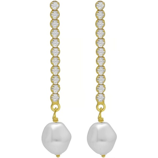 Victoria Cruz Luxusné visiace náušnice s kryštálmi a barokovou perlou 66578413