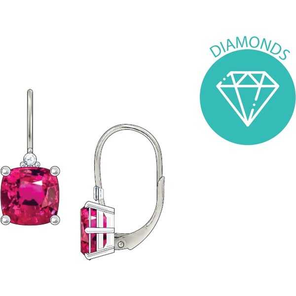 JVD Strieborné náušnice s fuchsiovým zirkónom a briliantom 66583629