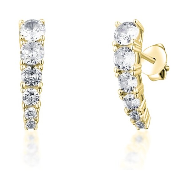 JVD Trblietavé pozlátené náušnice s čírymi zirkónmi SVLE1618XH2GO00 66583234