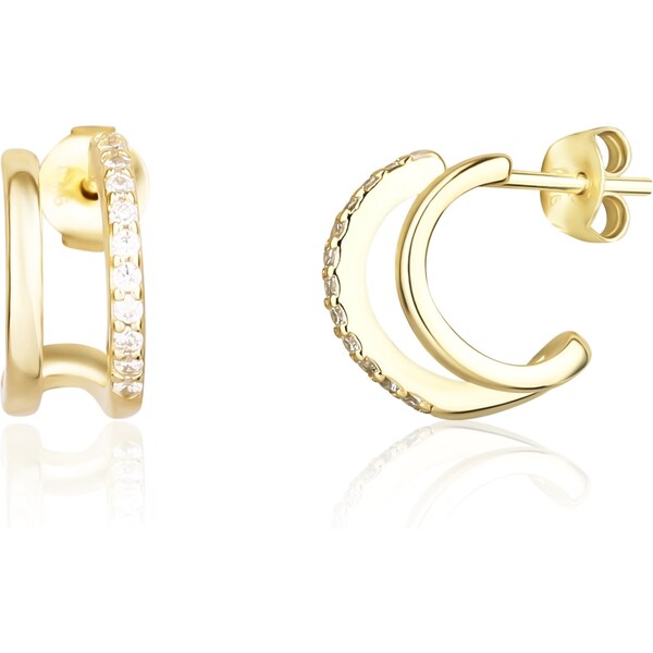 JVD Pôvabné pozlátené náušnice kruhy so zirkónmi SVLE1623X61GO00 66592676