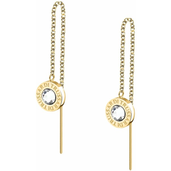 Trussardi Dlhé pozlátené náušnice s kryštálmi T-Logo TJAXC117 66581398
