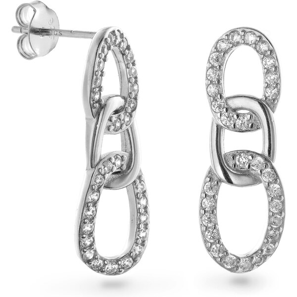 AGAIN Jewelry Slušivé strieborné visiace náušnice s čírymi zirkónmi 66583276