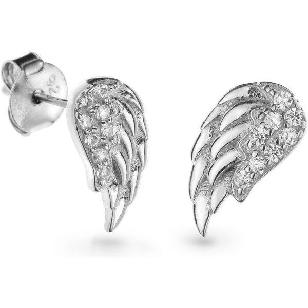 AGAIN Jewelry Strieborné náušnice Anjelské krídlo s kubickými zirkónmi 66594989