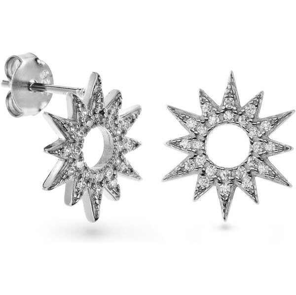 AGAIN Jewelry Strieborné slniečkové náušnice s kubickými zirkónmi 66588368
