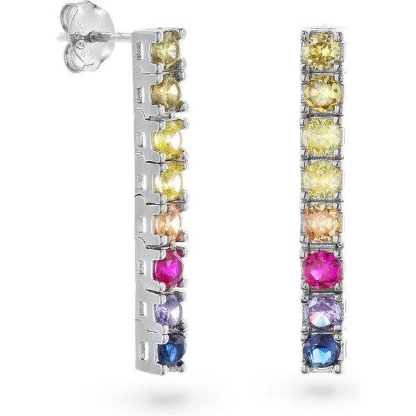 AGAIN Jewelry Hravé visiace náušnice s farebnými kubickými zirkónmi 66584971