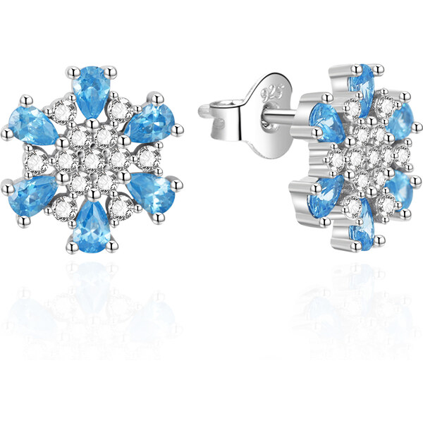 Agato Strieborné náušnice Snehové vločky s modrými zirkónmi AGT 66584408