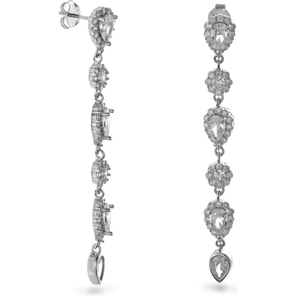 AGAIN Jewelry Luxusné dlhé náušnice s kubickými zirkónmi AJNS0057 66580081