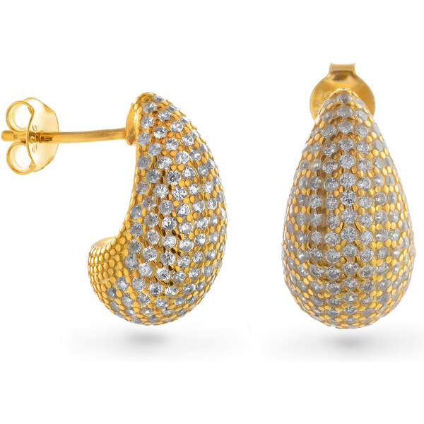 AGAIN Jewelry Pozlátené náušnice s kubickými zirkónmi Tear Drop 66589851