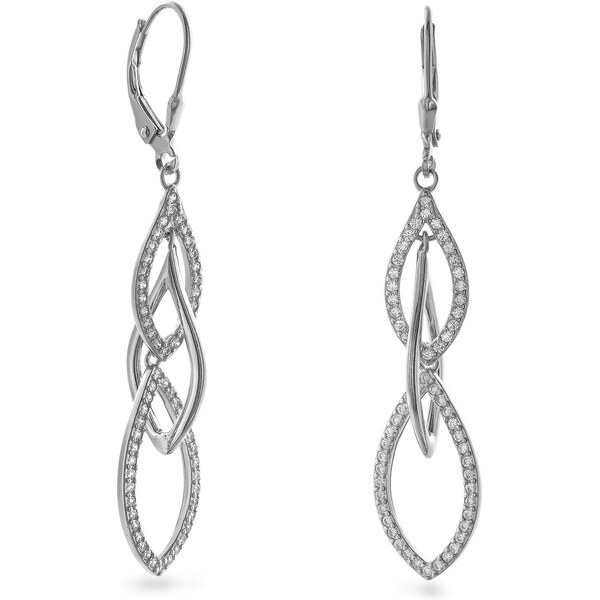 AGAIN Jewelry Prepracované dlhé náušnice s kubickými zirkónmi AJNS0061 66585795