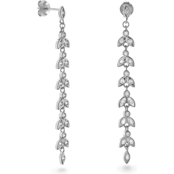 AGAIN Jewelry Dlhé strieborné náušnice s kubickými zirkónmi AJNS0056 66579628