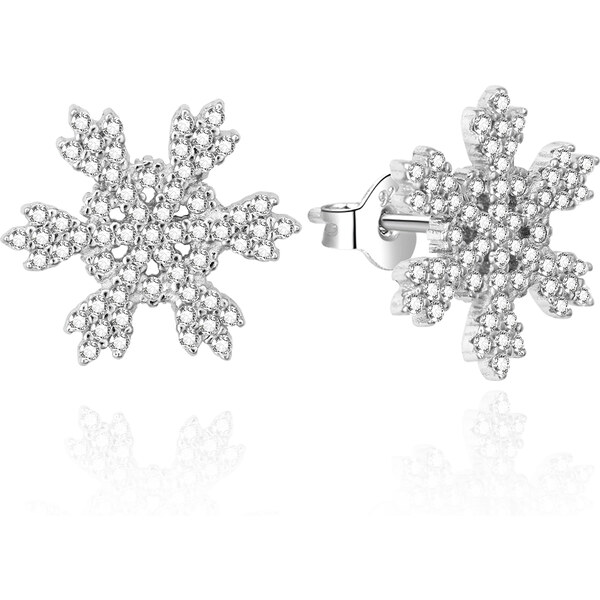 Agato Pôvabné strieborné náušnice Snehové vločky AGT-E006PW 66594730