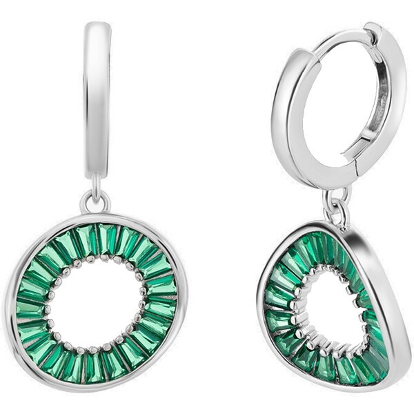 Preciosa Strieborné náušnice so zelenými kubickými zirkónmi Twist 66593473