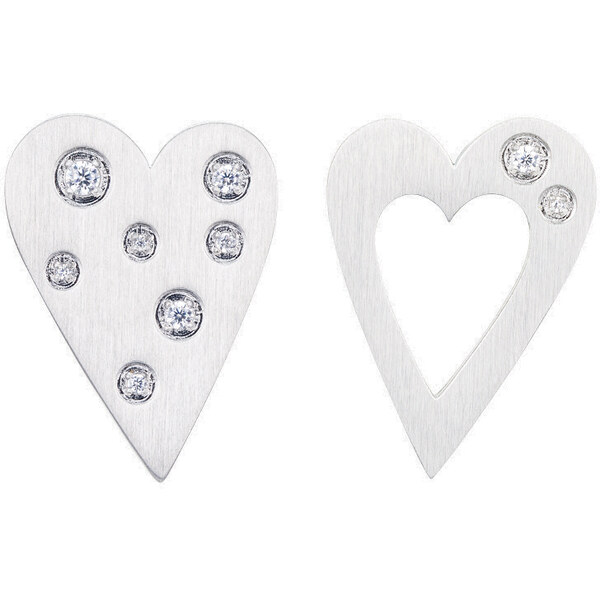 Preciosa Asymetrické oceľové náušnice Heart Beat s kubickými zirkónmi 66591943