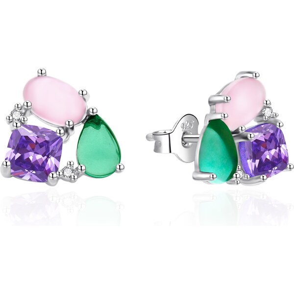 Agato Hravé strieborné náušnice s farebnými zirkónmi AGT-E128PC 66588532