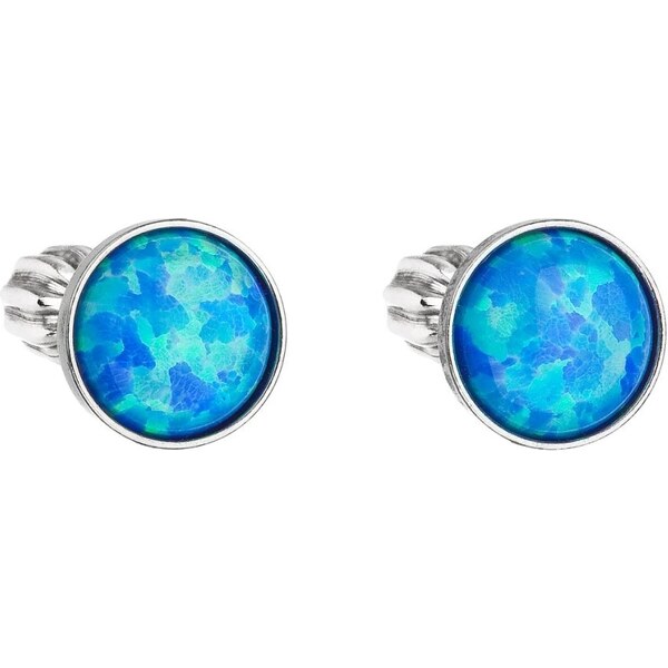 Evolution Group Strieborné náušnice s modrým syntetickým opálom 11001 66592125