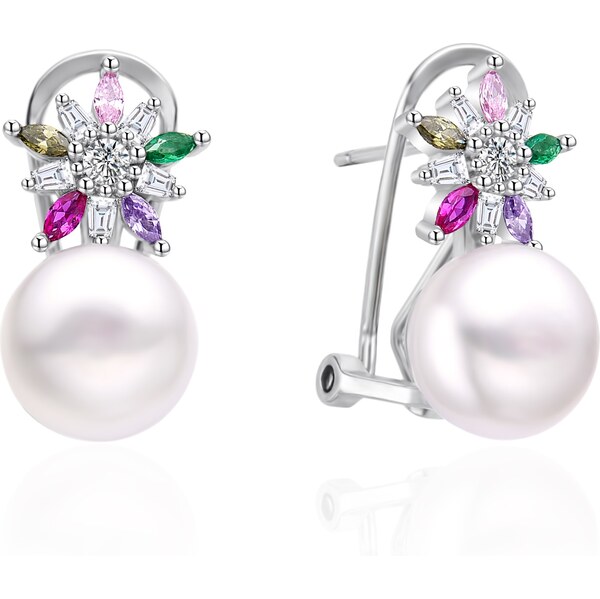 Agato Strieborné náušnice so zirkónmi a riečnou perlou AGT-E135KKC-P 66587104