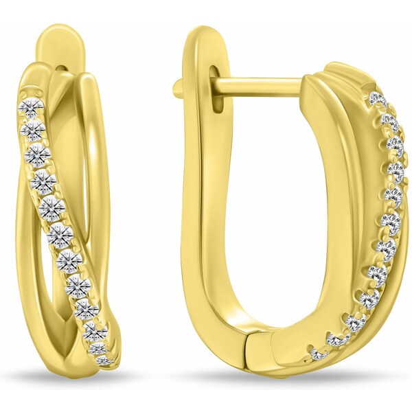 Brilio Silver Elegantné pozlátené oválne náušnice so zirkónmi EA1093Y 66582811