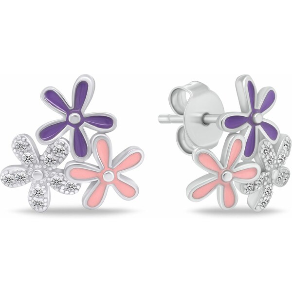 Brilio Silver Hravé strieborné náušnice Kvety EA1087W 66615805