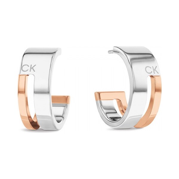 Calvin Klein Nadčasové kruhové bicolor náušnice Geometric Essentials 66583783