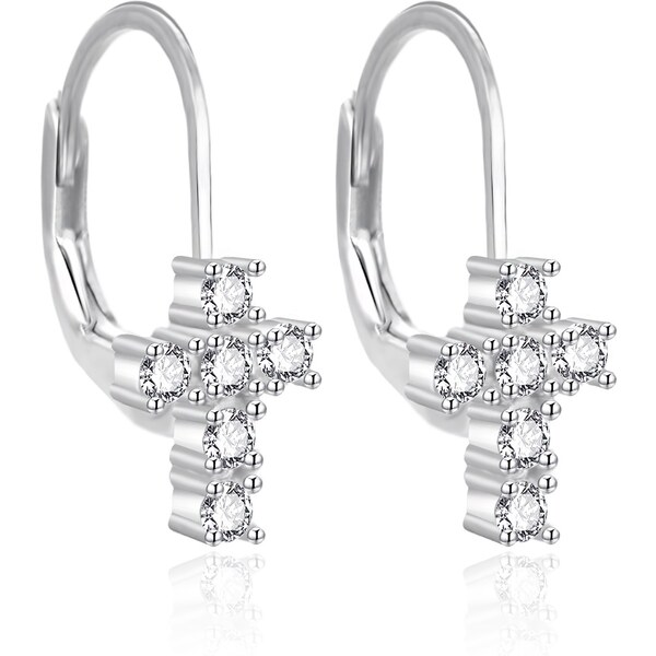 Agato Strieborné visiace náušnice Krížik AGT-E110LW 66578114