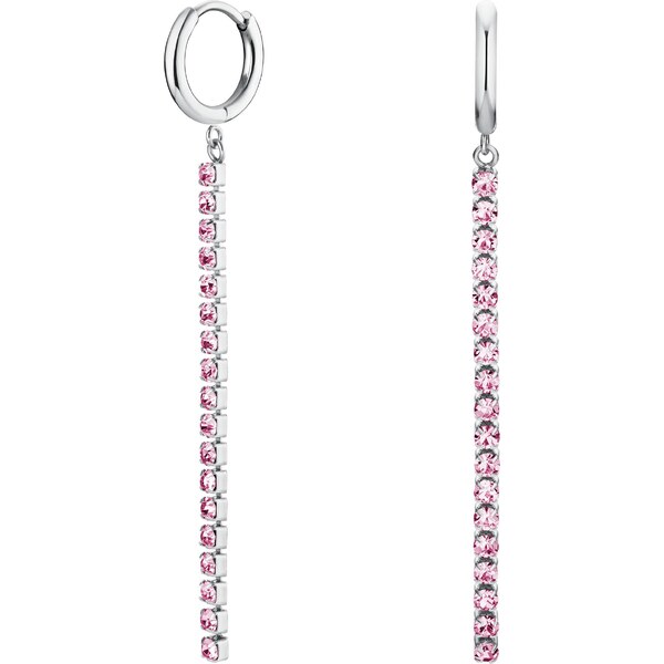 Rosefield Očarujúce oceľové náušnice s ružovými kryštálmi Tennis JETRS 66593961