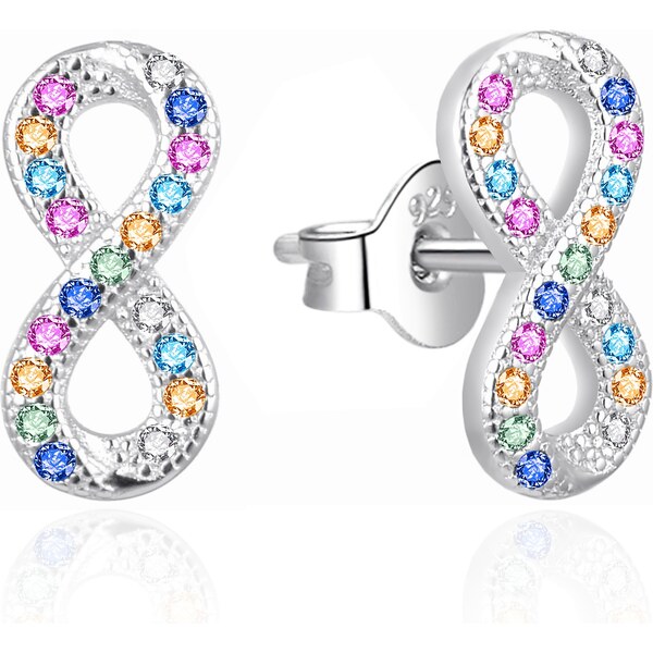 Agato Strieborné náušnice Nekonečno s farebnými zirkónmi AGT-E078PC 66590114