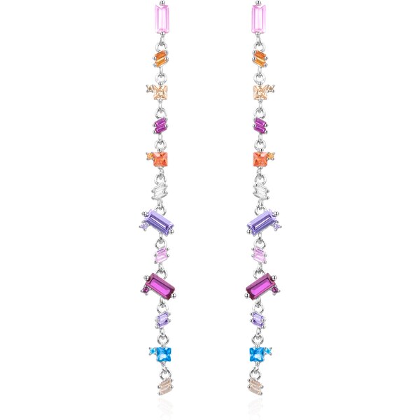 Agato Blyštivé dlhé náušnice s farebnými zirkónmi AGT-E081PC 66588743