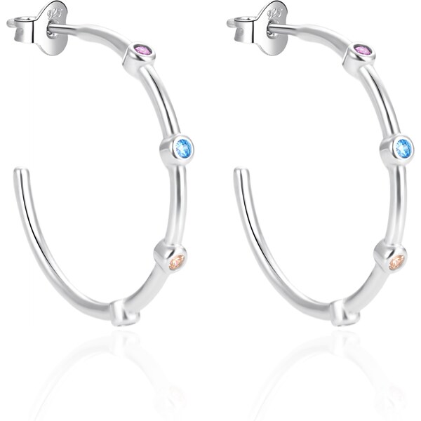 Agato Strieborné kruhové náušnice s farebnými zirkónmi AGT-E067PC 66586129