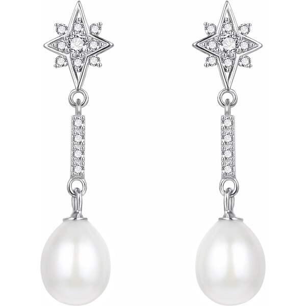 Agato Prekrásne visiace náušnice so zirkónmi a perlou AGT-E090PW-P 66589644