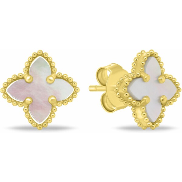 Brilio Silver Pôvabné kvetinové náušnice z pozláteného striebra 66578134