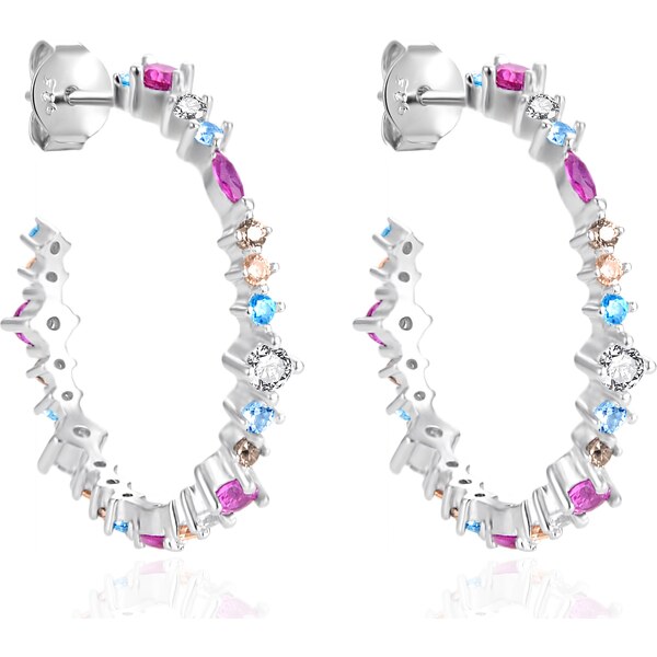 Agato Hravé kruhové náušnice s farebnými zirkónmi AGT-E068PC 66584860