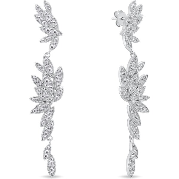 Brilio Silver Dlhé strieborné náušnice so zirkónmi EA1135W 66578252