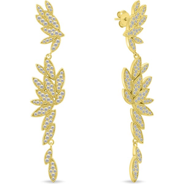 Brilio Silver Dlhé pozlátené náušnice so zirkónmi EA1135Y 66594021