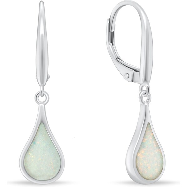 Brilio Silver Visiace strieborné náušnice so syntetickými opálmi 66582502