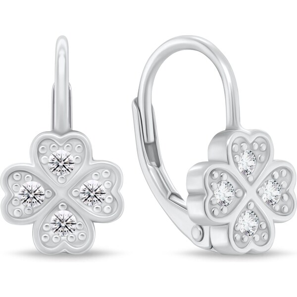 Brilio Silver Visiace strieborné náušnice Štvorlístok so zirkónmi 66631226
